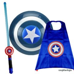 Áo Choàng Siêu Nhân Captain America Kèm Mặt Nạ - Chất Liệu Satin Cao Cấp Dành Cho Bé Trai 3-6 Tuổi, Đồ Chơi Hóa Trang Thú Vị