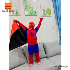 Bộ Trang Phục Hóa Trang Siêu Nhân Nhện Cho Bé - Bộ Quần Áo Dài Tay + Tà Bay Halloween, Chất Liệu An Toàn, Cho Trẻ Từ 10kg Đến 30kg