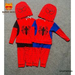 Bộ Trang Phục Hóa Trang Siêu Nhân Nhện Cho Bé - Bộ Quần Áo Dài Tay + Tà Bay Halloween, Chất Liệu An Toàn, Cho Trẻ Từ 10kg Đến 30kg