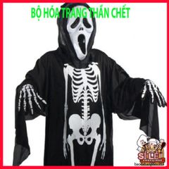 Áo Xương Halloween Kèm Mặt Nạ Cosplay Thần Chết Scream - Trang Phục Ma Quái Độc Đáo Cho Tiệc Hóa Trang