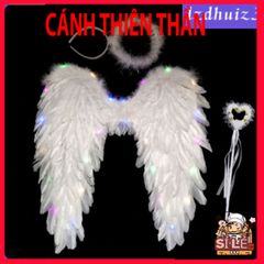Cánh Thiên Thần Phát Sáng Dễ Thương Cho Trẻ Em - Phụ Kiện Halloween & Giáng Sinh, Kích Thước Đa Dạng, Đi Kèm Dây Buộc Tóc
