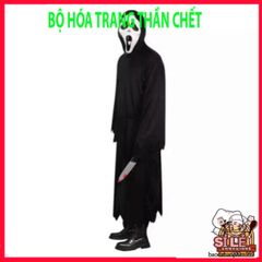 Bộ Trang Phục Thần Chết Halloween Cho Người Lớn - Áo Dài, Găng Tay, Mặt Nạ Độc Đáo Dành Cho Tiệc Hóa Trang 1,65m-1,8m
