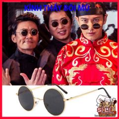 Mắt Kính Thời Trang Đen - Phong Cách Hazo Thầy Bói Mù Kiểu Tròn, Chống UV, Phụ Kiện Cool Ngầu Cho Cả Nam Nữ
