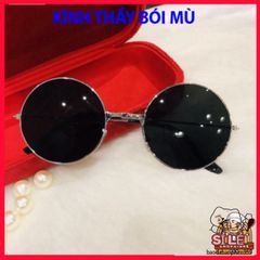 Mắt Kính Thời Trang Đen - Phong Cách Hazo Thầy Bói Mù Kiểu Tròn, Chống UV, Phụ Kiện Cool Ngầu Cho Cả Nam Nữ