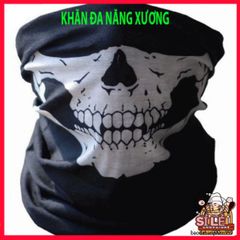 Khẩu Trang Đầu Lâu Xương Độc Đáo - Khăn Đa Năng 50cm Vải Lanh Thoáng Mát, Phong Cách Bụi Bặm và Cá Tính cho Phượt Thủ