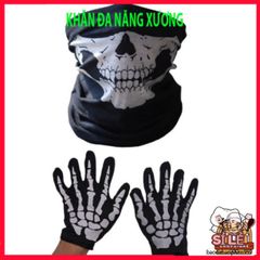 Khẩu Trang Đầu Lâu Xương Độc Đáo - Khăn Đa Năng 50cm Vải Lanh Thoáng Mát, Phong Cách Bụi Bặm và Cá Tính cho Phượt Thủ
