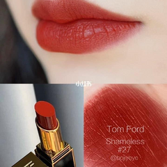 Son Tom Ford Lip Color Satin Matte 27 Shameless - Son Môi Đỏ Gạch Cao Cấp, Lên Màu Đẹp, Chất Son Mịn Màng, Dưỡng Ẩm Hải Sản Chính Hãng 3.3g