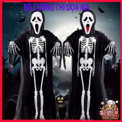 Bộ Trang Phục Ma Halloween Khung Xương - Mặt Nạ và Găng Tay Xương cho Bữa Tiệc - Hóa Trang Dành Cho Trẻ Em và Thanh Thiếu Niên