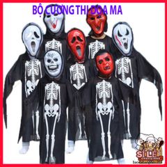Bộ Trang Phục Ma Halloween Khung Xương - Mặt Nạ và Găng Tay Xương cho Bữa Tiệc - Hóa Trang Dành Cho Trẻ Em và Thanh Thiếu Niên
