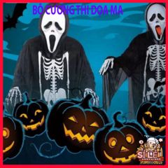 Bộ Trang Phục Ma Halloween Khung Xương - Mặt Nạ và Găng Tay Xương cho Bữa Tiệc - Hóa Trang Dành Cho Trẻ Em và Thanh Thiếu Niên
