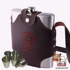 Bình Đựng Tỉu CCCP Inox Bọc Da 1.5 Lít - Sang Trọng, Chắc Chắn, Thời Trang Cho Chuyến Đi Thể Thao Và Dã Ngoại