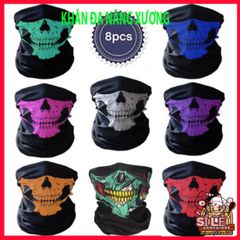 Combo 8 Khăn Đa Năng Xương Sọ - Khăn Phượt Đa Chức Năng Màu Sắc Nổi Bật, Chất Vải Thun Co Giãn 50cm, Phù Hợp Mọi Hoạt Động