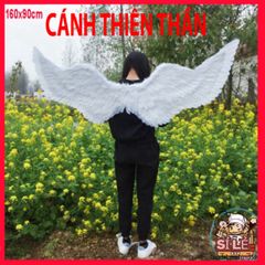 Cánh Ma Quái Cosplay Đen Trắng 160x90CM - Bộ Cánh Lông Vũ Sang Trọng Dành Cho Halloween và Các Bữa Tiệc Hóa Trang