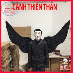 Cánh Ma Quái Cosplay Đen Trắng 160x90CM - Bộ Cánh Lông Vũ Sang Trọng Dành Cho Halloween và Các Bữa Tiệc Hóa Trang