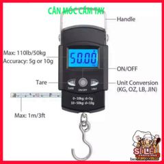 Cân Điện Tử Cầm Tay 50kg/10g LCD - Thiết Bị Tiện Lợi Cho Đi Phượt, Cân Cá, Có Băng Đo Kéo Dài 100cm