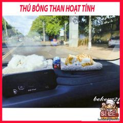 Mèo Trắng Bông Mềm Lõi Than Hoạt Tính - Khử Mùi, Lọc Không Khí Ô Tô & Thú Cưng - An Toàn, Dễ Thương Cho Xe Hơi