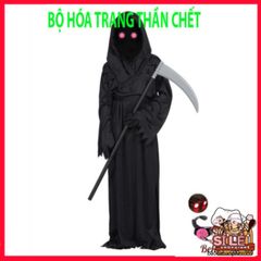 Bộ 4 Món Trang Phục Thần Chết Halloween - Áo Choàng, Mặt Nạ và Găng Tay Cho Người Lớn và Trẻ Em - Phụ Kiện Ma Quái độc đáo