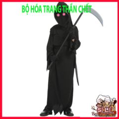 Bộ 4 Món Trang Phục Thần Chết Halloween - Áo Choàng, Mặt Nạ và Găng Tay Cho Người Lớn và Trẻ Em - Phụ Kiện Ma Quái độc đáo