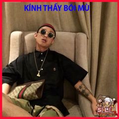 Kính Mát Thời Trang Góc Nhìn Tròn Sang Trọng Gọng Đen Vàng - Kính Bon Shop Dành Cho Phong Cách Trẻ Trung và Năng Động