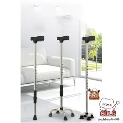 Gậy Tập Đi 4 Chân BestCare Inox Cao Cấp - Hỗ Trợ An Toàn Cho Người Già, Thiết Kế Vững Chắc Và Điều Chỉnh Chiều Cao Tiện Lợi