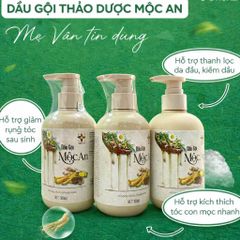 Dầu Gội Thiên Nhiên 300ml MỘC AN - Giảm Gàu, Dưỡng Tóc Khỏe Mượt từ Nhân Sâm, Gừng, Bồ Kết, Không Silicon