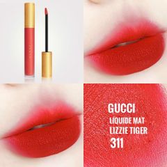 Son Kem Gucci Rouge Liquid Matte 311 Lizzie Tiger 6.5ml - Màu Đỏ Cam Sang Trọng, Chất Lượng Cao, Son Bền Màu, Đẹp Quyến Rũ