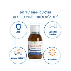 Siro Canxi Liposome Calcio-Lipo Med MK7 - Tăng Chiều Cao, Xương Chắc Khỏe Cho Trẻ Từ 1 Tuổi, Hương Cam Ngọt Ngào, 150ml