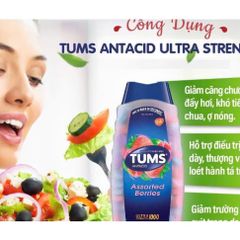 Viên Nhai Tums Antacid 265v - Giảm Ợ Nóng, Thư Giãn Bao Tử, Bổ Sung Canxi, Hương Vị Trái Cây, Hỗ Trợ Tiêu Hóa Cho Người Lớn và Thanh Thiếu Niên