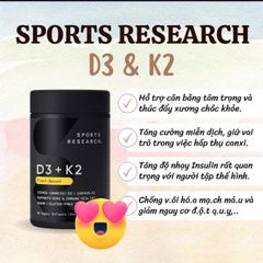 Viên uống bổ sung Vitamin D3 + K2 SR Sport Research 160viên - Tăng cường miễn dịch và xương chắc khỏe, thuần chay, không biến đổi gen