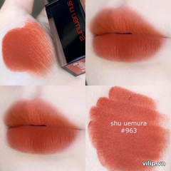 Son Shu Uemura Amplified BG 963 - Son Môi Cam Đất Cao Cấp, Dòng Vỏ Đen Chính Hãng, Chất Son Mịn, Dưỡng Ẩm Tốt, Thích Hợp Mọi Phong Cách
