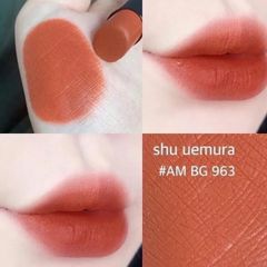 Son Shu Uemura Amplified BG 963 - Son Môi Màu Cam Đất Chính Hãng, Dòng Vỏ Đen Sang Trọng, Dưỡng Ẩm Tốt, Phù Hợp Mọi Tông Da