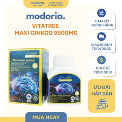 Viên uống bổ não Vitatree Maxi Ginkgo 9500mg - Hỗ trợ tuần hoàn máu não, 60 viên, Xuất xứ Úc, Bạch quả tự nhiên