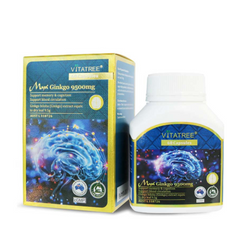 Viên uống bổ não Vitatree Maxi Ginkgo 9500mg - Hỗ trợ tuần hoàn máu não, 60 viên, Xuất xứ Úc, Bạch quả tự nhiên