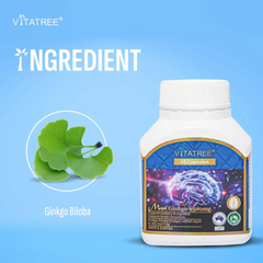 Viên uống bổ não Vitatree Maxi Ginkgo 9500mg - Hỗ trợ tuần hoàn máu não, 60 viên, Xuất xứ Úc, Bạch quả tự nhiên