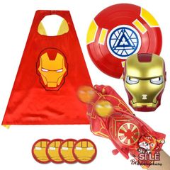 Bộ Trang Phục Siêu Anh Hùng Iron Man & Spider-Man - Cosplay Vải Thun Lạnh Co Giãn 4 Chiều, Gậy Ánh Sáng & Mặt Nạ Phát Sáng