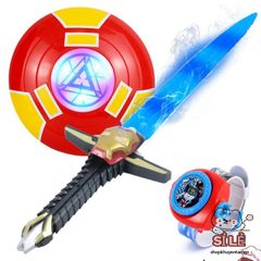 Bộ Trang Phục Siêu Anh Hùng Iron Man & Spider-Man - Cosplay Vải Thun Lạnh Co Giãn 4 Chiều, Gậy Ánh Sáng & Mặt Nạ Phát Sáng