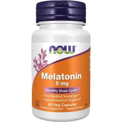 Viên Uống NOW Me latonin 5mg Hỗ Trợ Ngủ Ngon, 60 Viên Nang Chay, Cải Thiện Rối Loạn Giấc Ngủ, Giúp Ngủ Sâu ơn Ngon