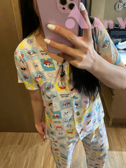 Đồ Bộ Mặc Nhà An Y Vải Tole Ngắn Tay Họa Tiết Cậu Bé Bút Chì, Quần Dài Có Túi Thời Trang Tết 2026, Thoải Mái, Dễ Chịu