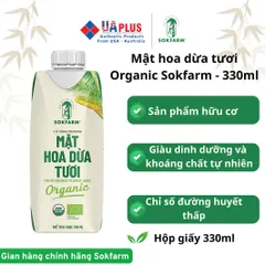 Mật Hoa Dừa Tươi Organic Sokfarm 330ml - Thức Uống Giải Khát Tự Nhiên, Ngọt Thanh Mát, Không Chất Bảo Quản