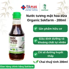 Nước Tương Mật Hoa Dừa Organic Sokfarm Ít Muối 200ml - Gia Vị Hữu Cơ Không Đậu Nành, Chấm, Nấu Ăn, 100% Tự Nhiên