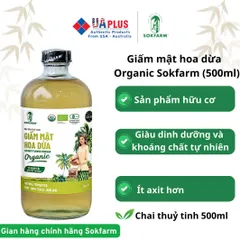 Giấm Mật Hoa Dừa Organic Sokfarm 500ml - Giấm Tự Nhiên Hỗ Trợ Tiêu Hóa & Tăng Cường Sức Khỏe, Không Biến Đổi Gen