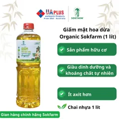 Giấm mật hoa dừa hữu cơ Sokfarm 1 lít - Tự nhiên, giàu khoáng, hỗ trợ tiêu hóa và giảm cân hiệu quả.