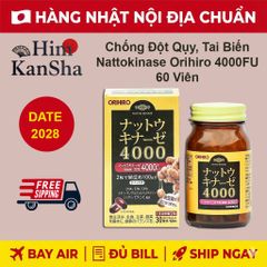 Viên Uống Nattokinase Orihiro 4000FU Nhật Bản - Hỗ Trợ Chống Đột Quỵ và Sức Khỏe Tim Mạch - 60 Viên