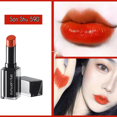 Son Shu Uemura 590 Màu Hồng Cam Cháy Vỏ Đen Chính Hãng - Son Môi Thời Thượng, Chất Lượng Cao, Dưỡng Ẩm Mềm Mại, Đẹp Sang Trọng
