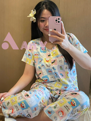 Đồ Bộ Mặc Nhà Vải Tole 2 Da Họa Tiết Hoạt Hình Dễ Thương - Đồ Ngủ Thoải Mái, Thời Trang Tết 2026 Cho Nữ