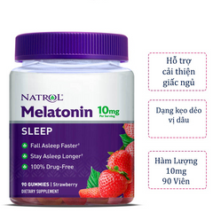 Kẹo Dẻo Ngủ Ngon Natrol Gummies 10mg Sleep Vị Dâu - Hỗ Trợ Giấc Ngủ Sâu, Chất Lượng Cao, Thiên Nhiên Chính Hãng
