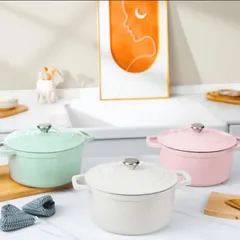 Nồi gang tròn Ciwete 24/27cm - Chất liệu gang đúc men chống dính bền bỉ - Phù hợp cho bếp từ và lò nướng