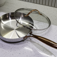 Chảo Inox Sâu Lòng Chống Dính 24cm Ciwete - Chảo Bếp Từ Có Nắp An Toàn, Dễ Lau Chùi, Thích Hợp Mọi Bếp