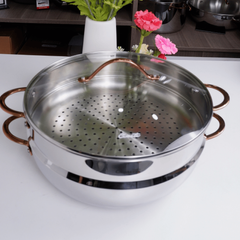 Bộ chảo sâu và xửng hấp Ciwete 32cm SS0105-3PC - Inox 304, Chống trầy xước, Dùng cho mọi loại bếp, An toàn nhiệt độ cao 420℉