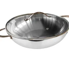 Chảo inox 32cm lòng sâu Ciwete có nắp - Chống trầy, dễ lau chùi, phù hợp cho bếp từ, chất liệu inox 304 cao cấp